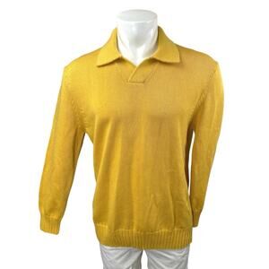COS Men's Yellow Knit Collared Long Sleeve Relaxed Fit Sweatshirt Sweater Top XS